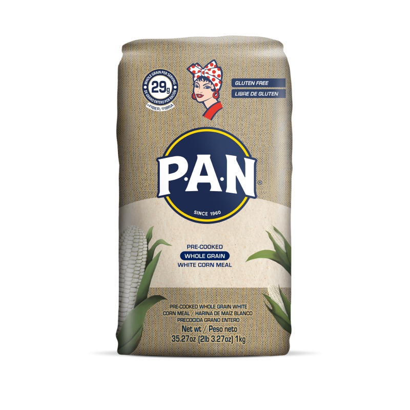 P.A.N. PRE-COOKED WHOLE GRAIN WHITE CORN MEAL  2LB. (GLUTEN FREE)